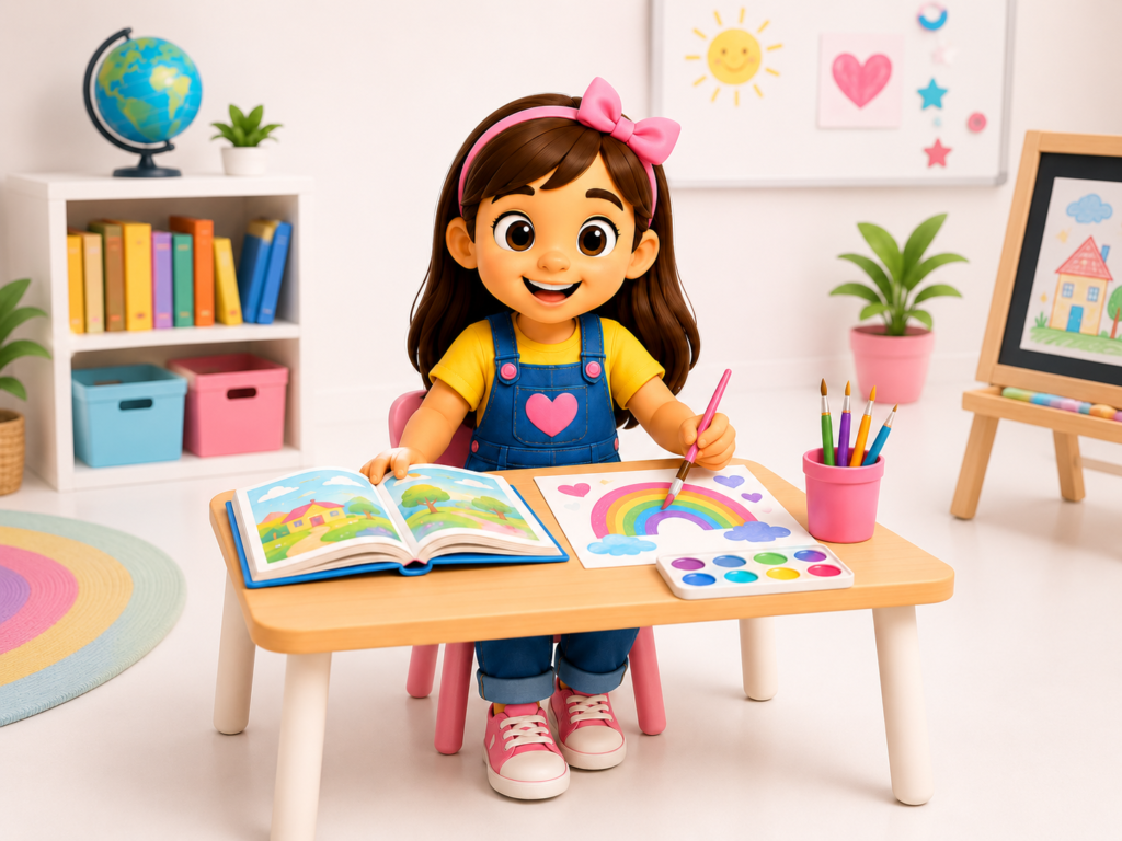 Sofía, a creative bilingual learning character from Mega Bilingual Books